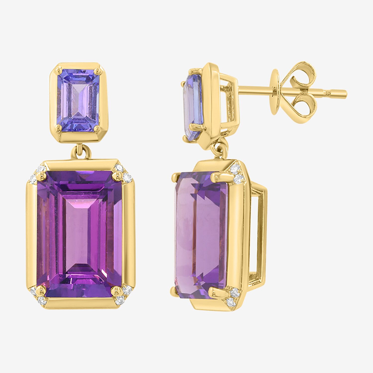 Effy Final Call Limited Quantities! Womens Diamond Accent Genuine Purple Amethyst 14K Gold Drop Earrings