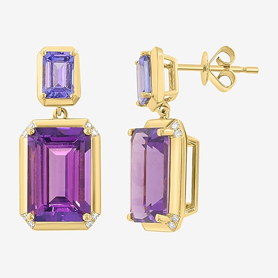Effy Final Call Limited Quantities! Womens Diamond Accent Genuine Purple Amethyst 14K Gold Drop Earrings