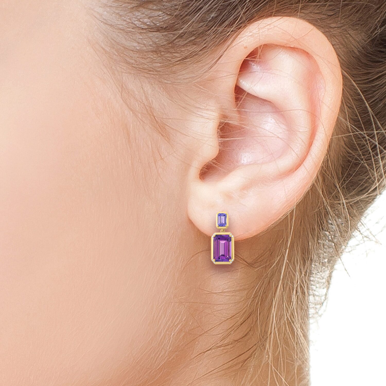 Effy Final Call Limited Quantities! Womens Diamond Accent Genuine Purple Amethyst 14K Gold Drop Earrings