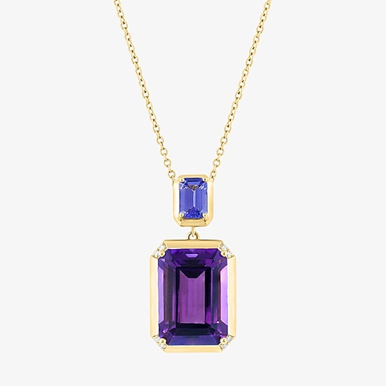 Effy Final Call Limited Quantities! Womens Diamond Accent Genuine Purple Amethyst 14K Gold 18 Inch Pendant Necklace