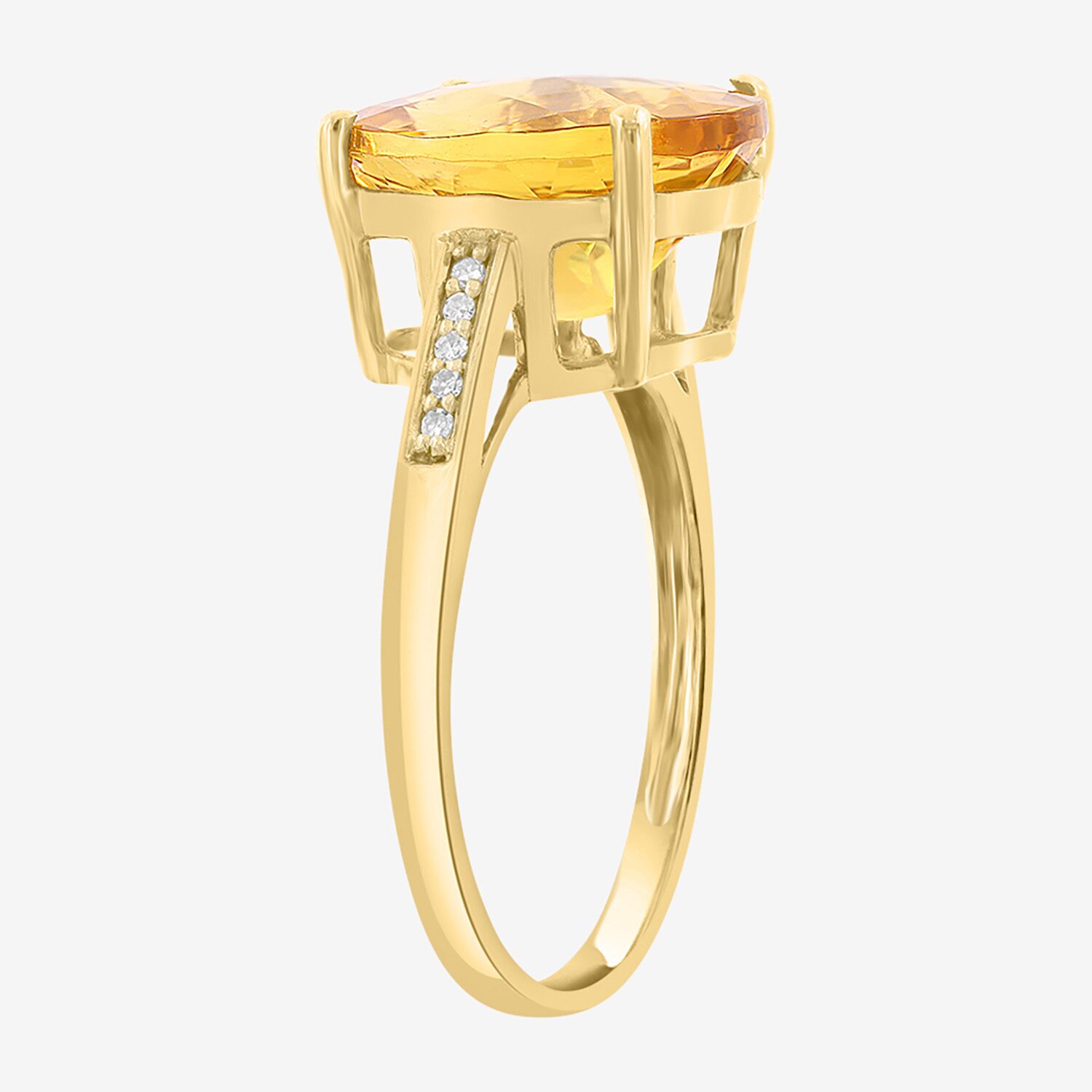 Effy Final Call Limited Quantities! Womens Diamond Accent Genuine Citrine 14K Gold Cocktail Ring
