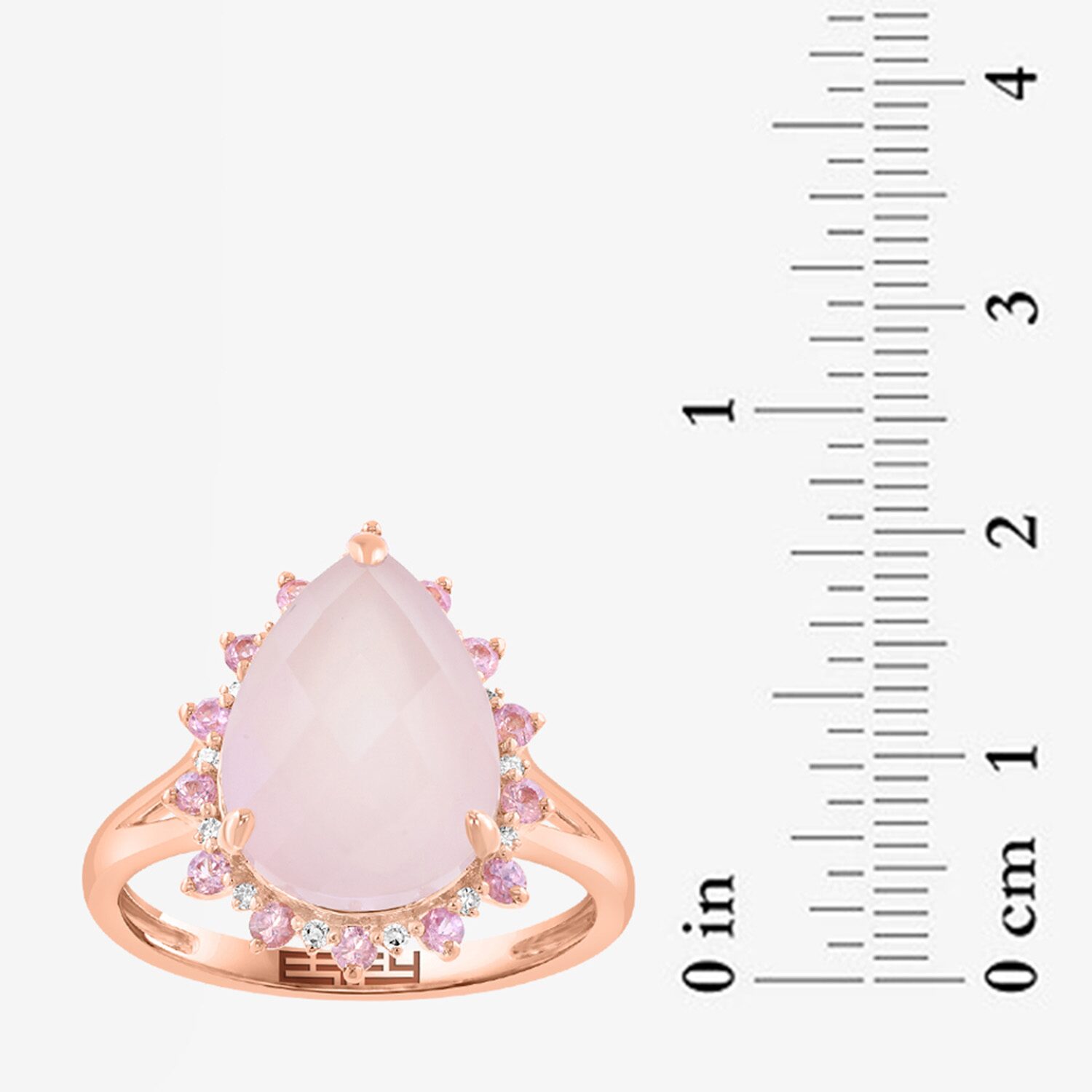 Effy Final Call Limited Quantities! Womens Diamond Accent Genuine Pink Quartz 14K Rose Gold Pear Cocktail Ring