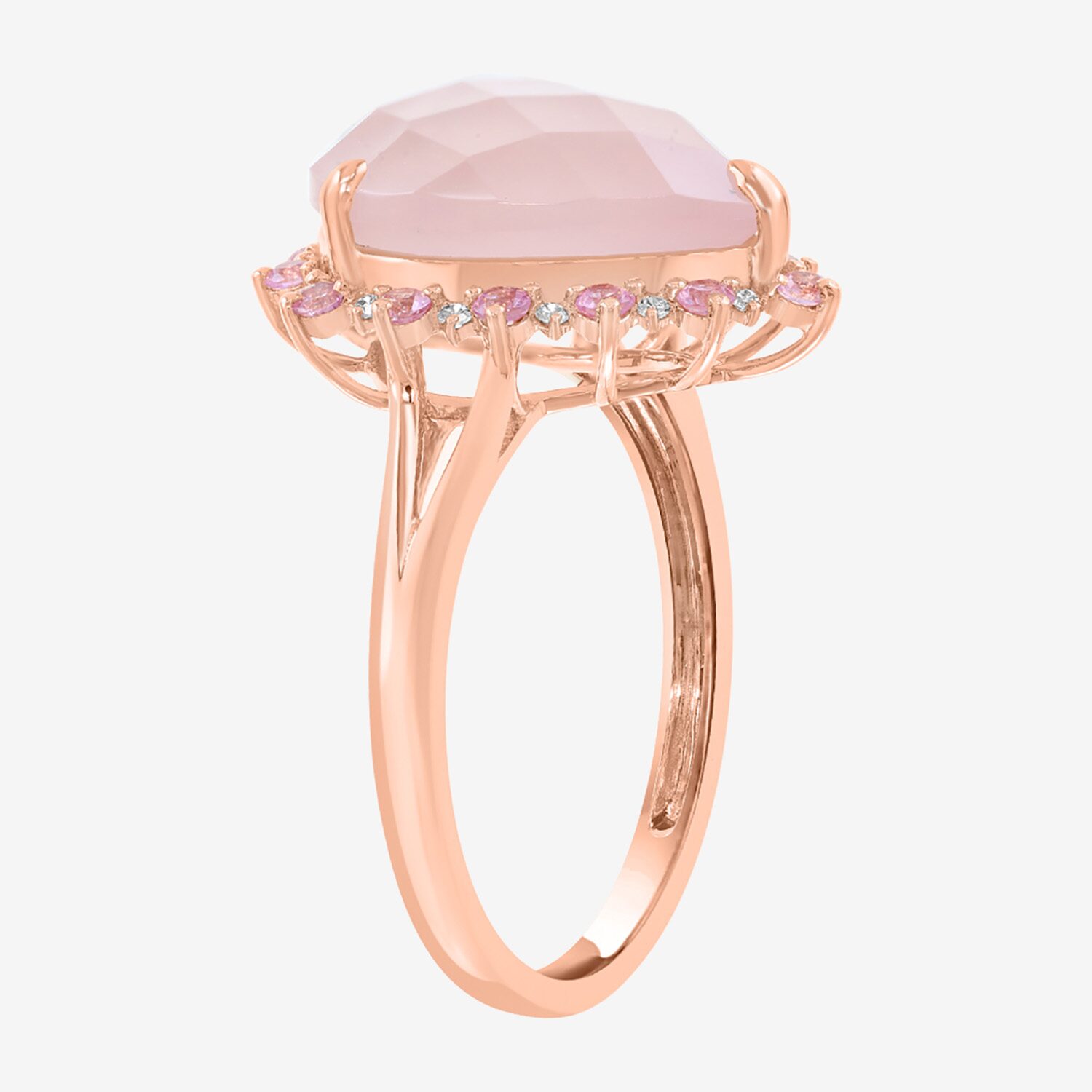 Effy Final Call Limited Quantities! Womens Diamond Accent Genuine Pink Quartz 14K Rose Gold Pear Cocktail Ring