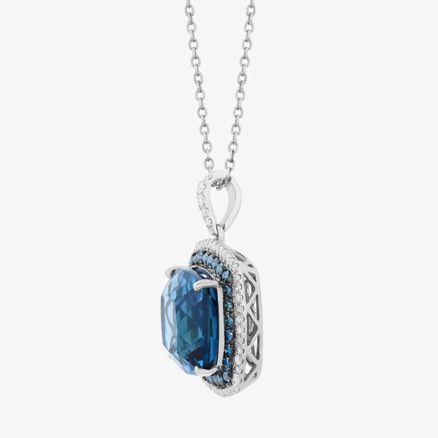 Effy Final Call Limited Quantities! Womens 5/8 CT. T.W. Genuine Blue Topaz 14K White Gold Cushion 18 Inch Pendant Necklace