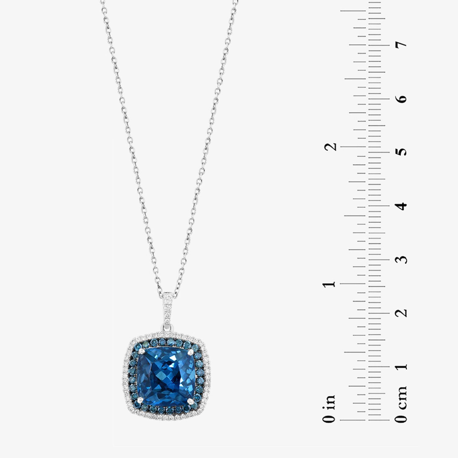 Effy Final Call Limited Quantities! Womens 5/8 CT. T.W. Genuine Blue Topaz 14K White Gold Cushion 18 Inch Pendant Necklace