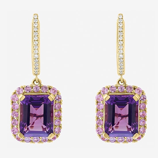 Effy Final Call Limited Quantities! Womens 1/8 CT. T.W. Genuine Purple Amethyst 14K Rose Gold Drop Earrings