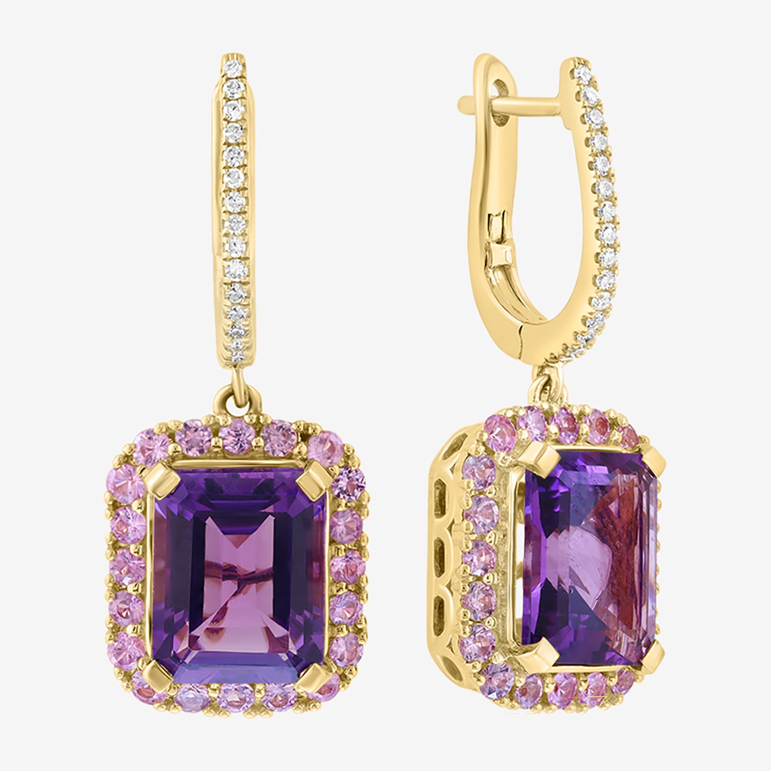 Effy Final Call Limited Quantities! Womens 1/8 CT. T.W. Genuine Purple Amethyst 14K Rose Gold Drop Earrings
