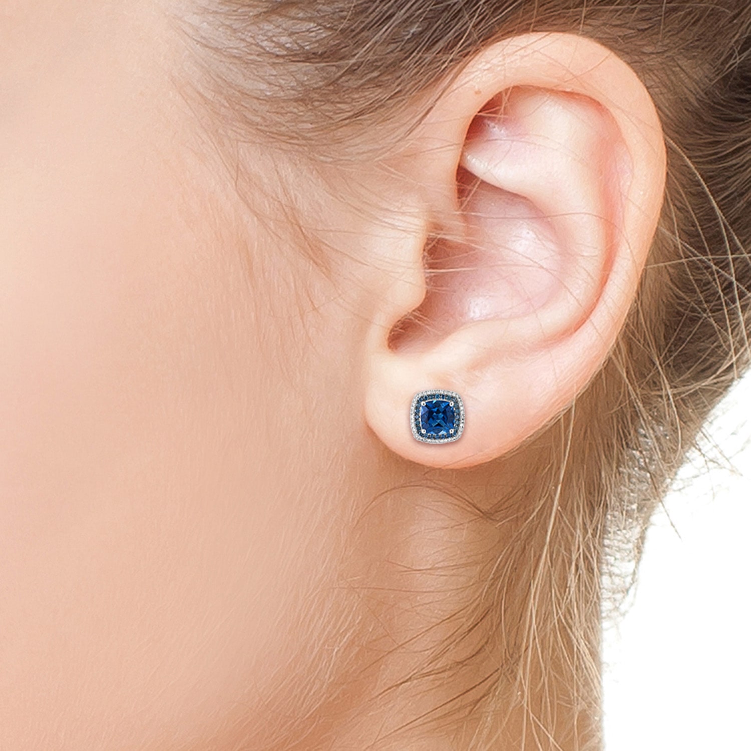 Effy Final Call Limited Quantities! 5/8 CT. T.W. Genuine Blue Topaz 14K White Gold 12.9mm Cushion Stud Earrings
