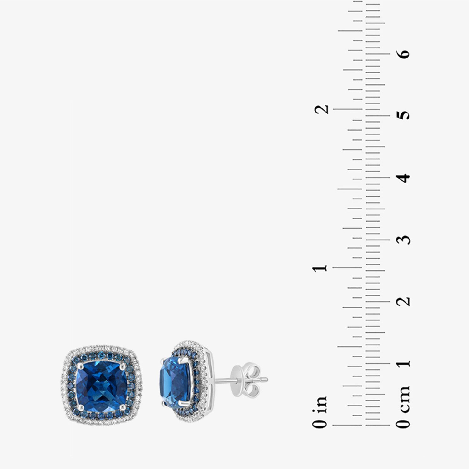 Effy Final Call Limited Quantities! 5/8 CT. T.W. Genuine Blue Topaz 14K White Gold 12.9mm Cushion Stud Earrings