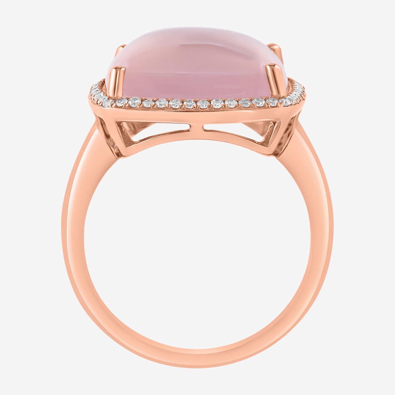 Effy Final Call Limited Quantities! Womens 1/5 CT. Genuine Pink Quartz 14K Rose Gold Cushion Halo Cocktail Ring