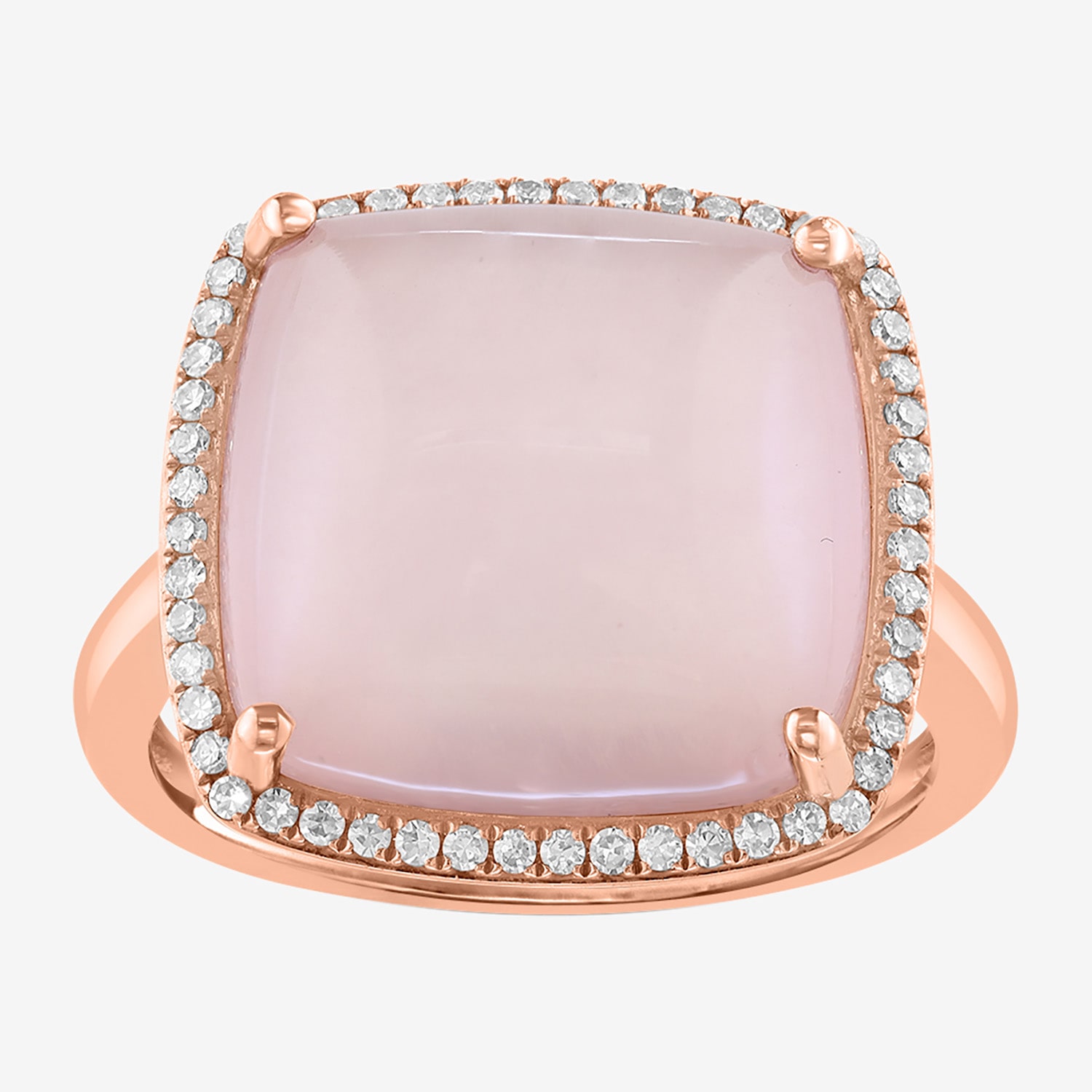 Effy Final Call Limited Quantities! Womens 1/5 CT. Genuine Pink Quartz 14K Rose Gold Cushion Halo Cocktail Ring