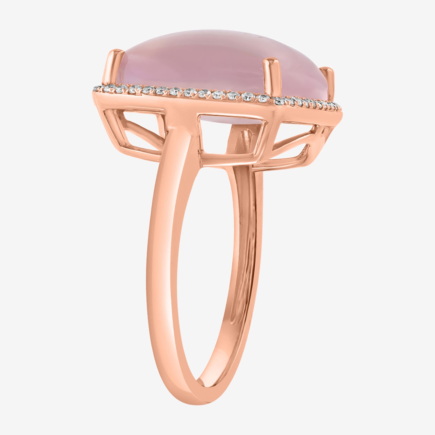 Effy Final Call Limited Quantities! Womens 1/5 CT. Genuine Pink Quartz 14K Rose Gold Cushion Halo Cocktail Ring