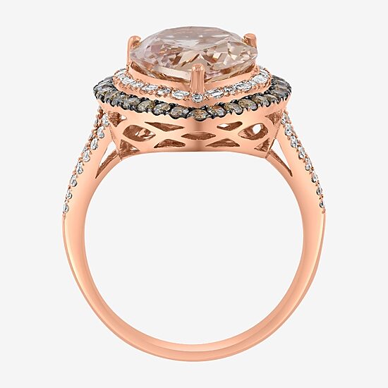 Effy Final Call Limited Quantities! Womens 3/4 CT. T.W. Genuine Pink Morganite 14K Rose Gold Pear Halo Cocktail Ring