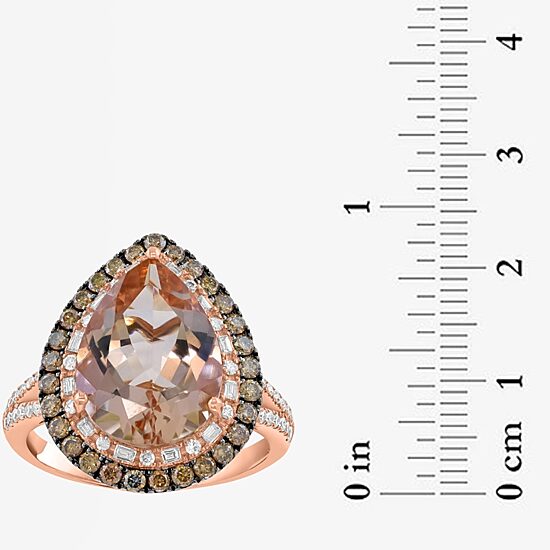 Effy Final Call Limited Quantities! Womens 3/4 CT. T.W. Genuine Pink Morganite 14K Rose Gold Pear Halo Cocktail Ring