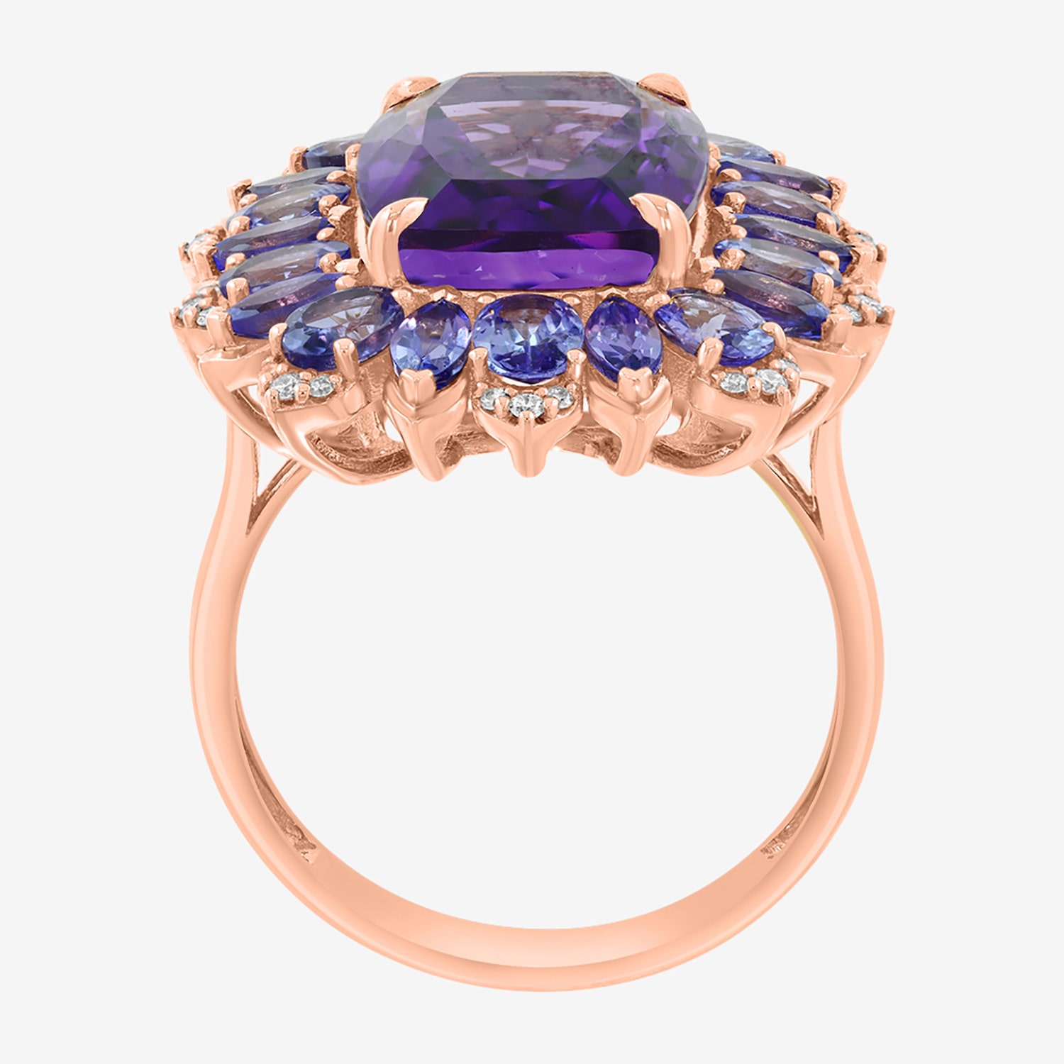 Effy Final Call Limited Quantities! Womens 1/10 CT. T.W. Genuine Purple Amethyst 14K Rose Gold Halo Cocktail Ring