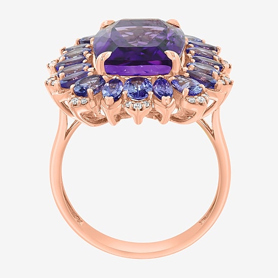 Effy Final Call Limited Quantities! Womens 1/10 CT. T.W. Genuine Purple Amethyst 14K Rose Gold Halo Cocktail Ring