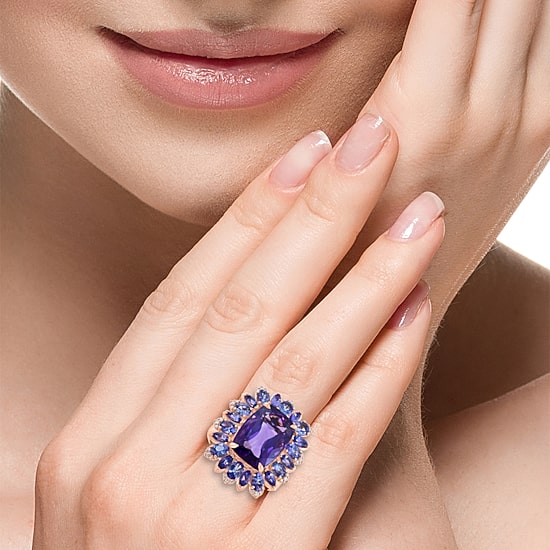 Effy Final Call Limited Quantities! Womens 1/10 CT. T.W. Genuine Purple Amethyst 14K Rose Gold Halo Cocktail Ring