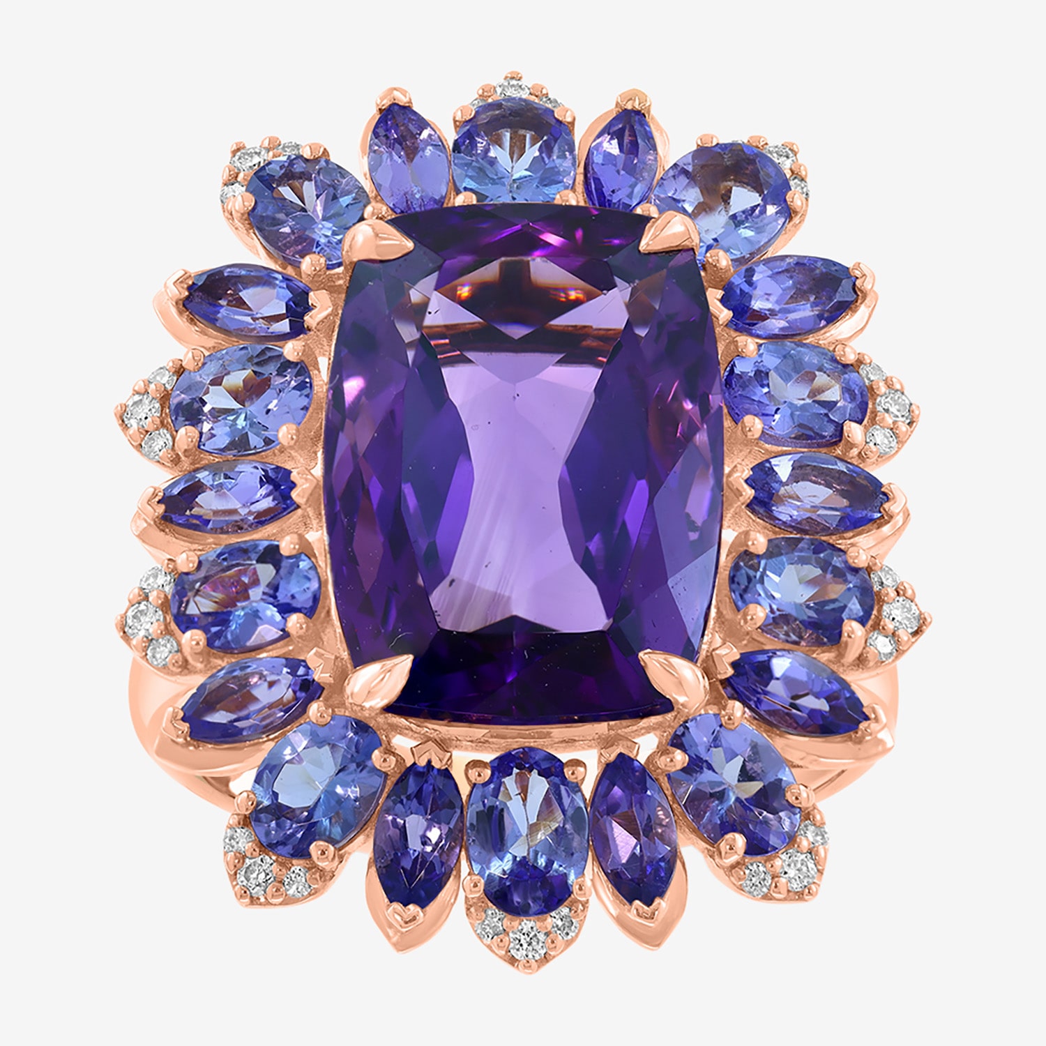 Effy Final Call Limited Quantities! Womens 1/10 CT. T.W. Genuine Purple Amethyst 14K Rose Gold Halo Cocktail Ring