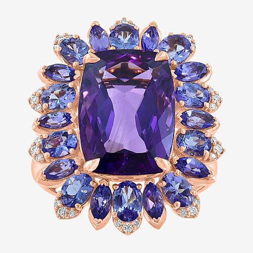 Effy Final Call Limited Quantities! Womens 1/10 Ct. T.w. Genuine Purple Amethyst 14k Rose Gold Halo Cocktail Ring