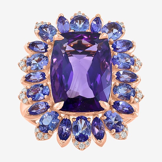 Effy Final Call Limited Quantities! Womens 1/10 CT. T.W. Genuine Purple Amethyst 14K Rose Gold Halo Cocktail Ring