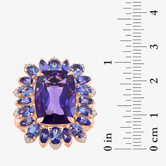 Effy Final Call Limited Quantities! Womens 1/10 CT. T.W. Genuine Purple Amethyst 14K Rose Gold Halo Cocktail Ring
