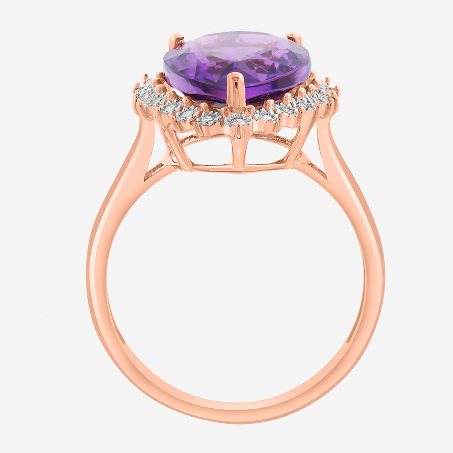 Effy Final Call Limited Quantities! Womens 1/10 CT. T.W. Genuine Purple Amethyst 14K Rose Gold Pear Halo Cocktail Ring