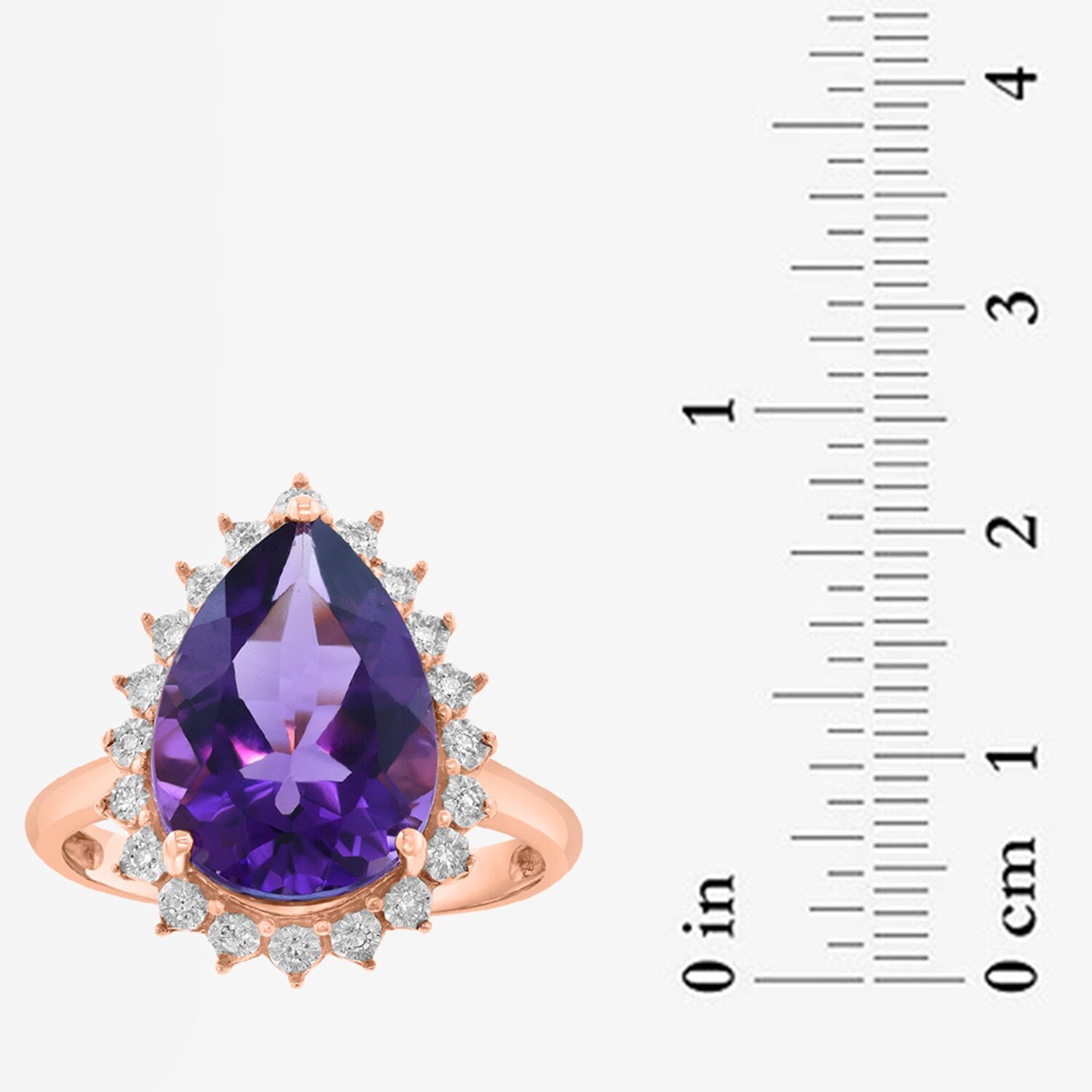 Effy Final Call Limited Quantities! Womens 1/10 CT. T.W. Genuine Purple Amethyst 14K Rose Gold Pear Halo Cocktail Ring