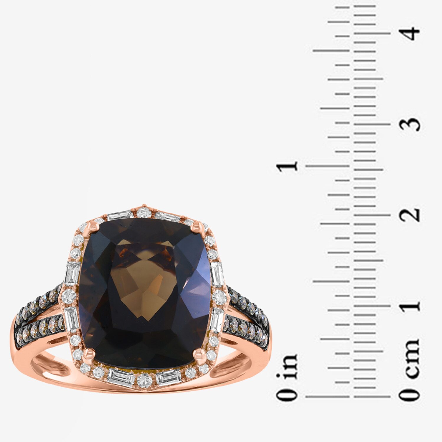 Effy Final Call Limited Quantities! Womens 1/3 CT. T.W. Genuine Smoky Quartz 14K Rose Gold Halo Cocktail Ring