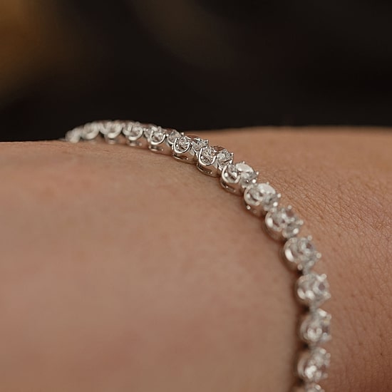 (F / Vs2) Womens 5 CT. T.W. Lab Grown White Diamond 10K Gold 7.25 Inch Tennis Bracelet