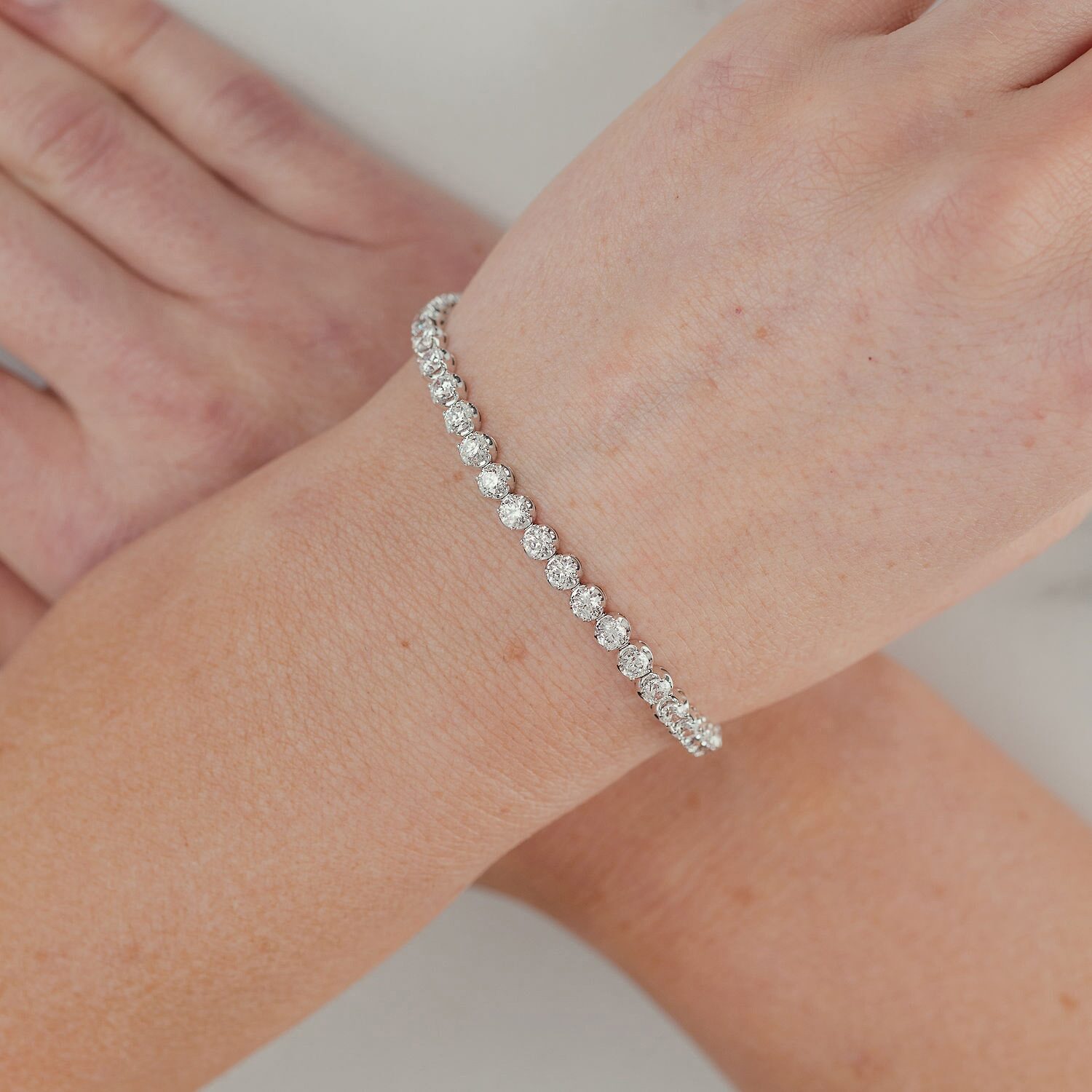 (F / Vs2) Womens 5 CT. T.W. Lab Grown White Diamond 10K Gold 7.25 Inch Tennis Bracelet