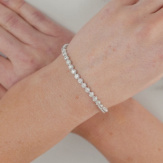 (F / Vs2) Womens 5 CT. T.W. Lab Grown White Diamond 10K Gold 7.25 Inch Tennis Bracelet