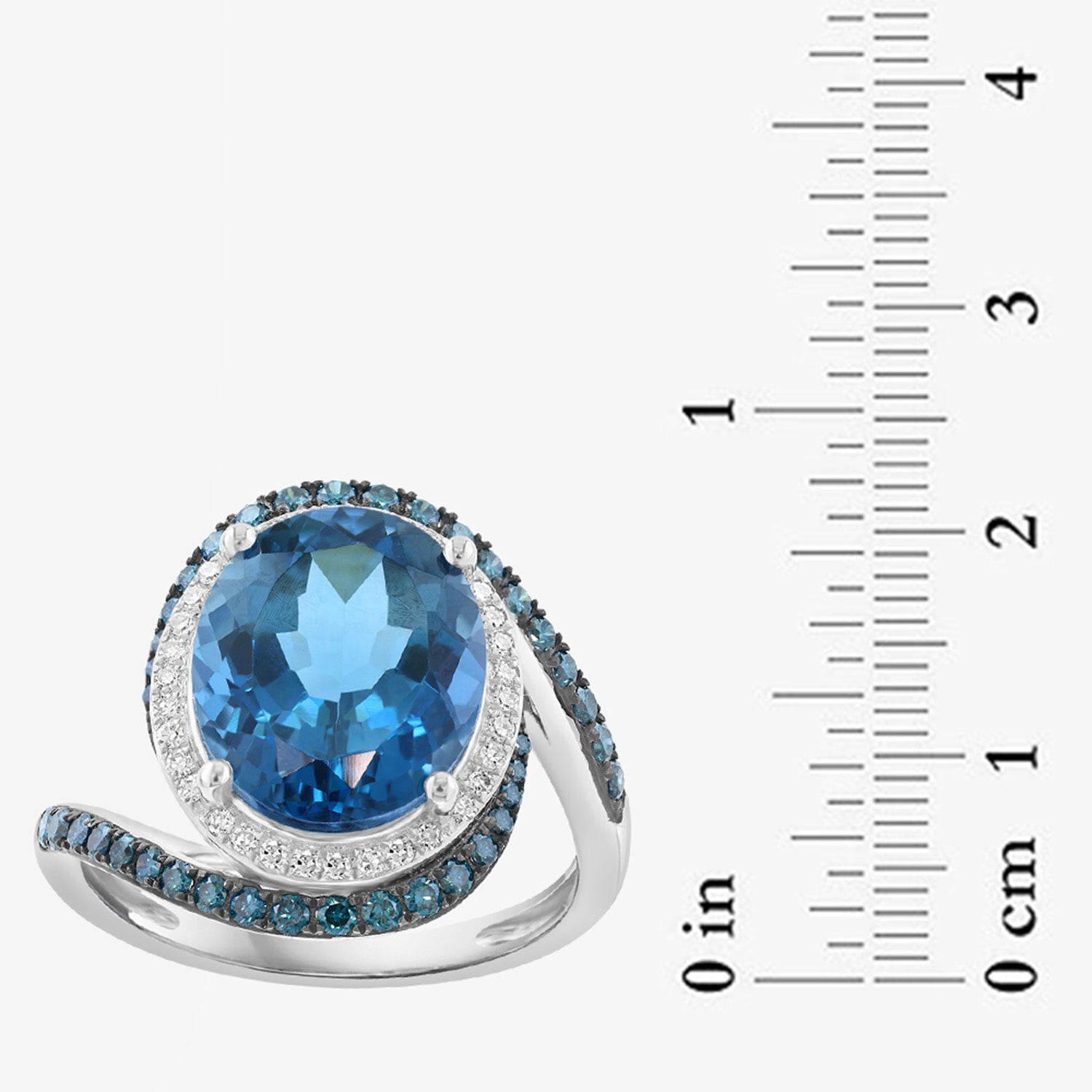 Effy Final Call Limited Quantities! Womens /8 CT. T.W. Genuine Blue Topaz 14K White Gold Oval Halo Cocktail Ring