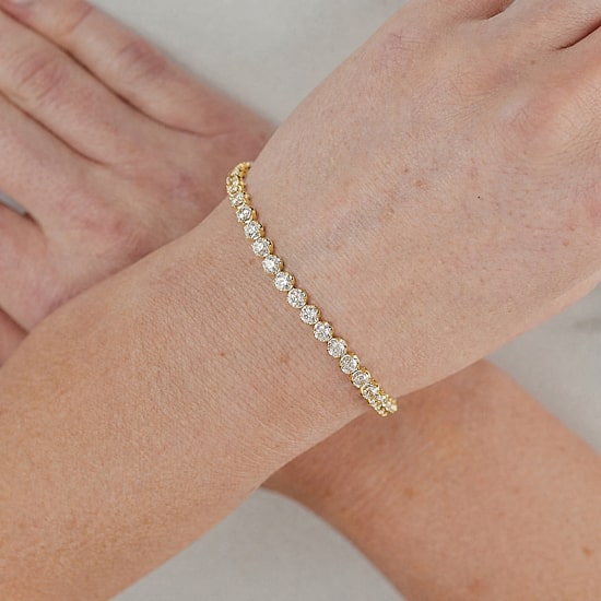 (F / Vs2) Womens 5 CT. T.W. Lab Grown White Diamond 10K Gold 8 Inch Tennis Bracelet