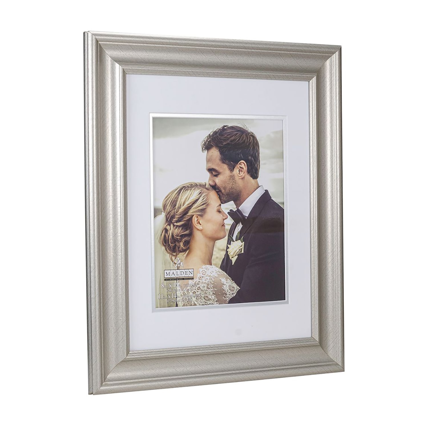 Malden 8x10/11x14 Silver Matted 1-Opening Wall Frame