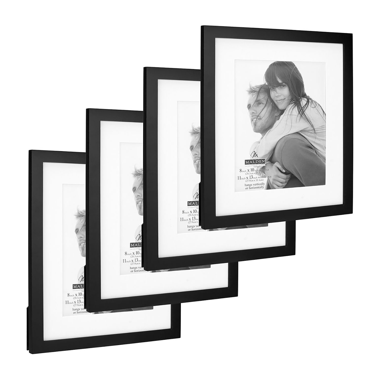 Malden 4 Pk 8x10/11x13 Black Mat 4-pc. Picture Frame Set