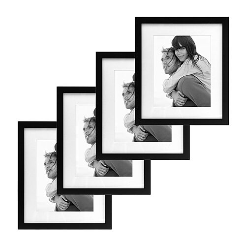 Malden 4 Pk 8x10/11x13 Black Mat 4-pc. Picture Frame Set