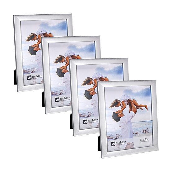 Malden 4 Pk. 8x10 Silver Linear 4-pc. Picture Frame Set