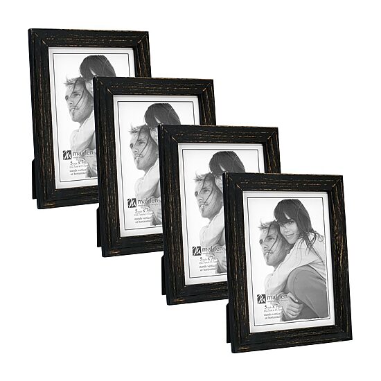 Malden 5x7 Rough Black Linear 4-pc. Picture Frame Set
