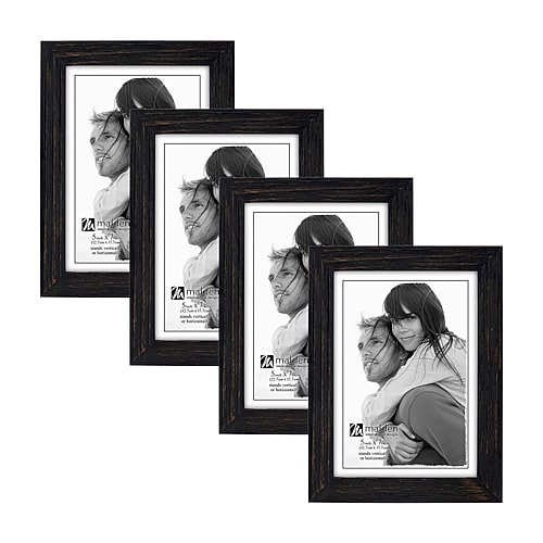 Malden 4 Pk. 5x7 Rough Black Linear 4-pc. Picture Frame Set