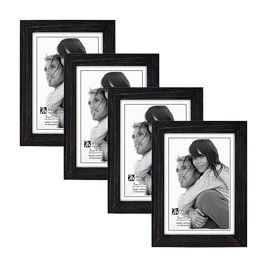 Malden 5x7 Rough Black Linear 4-pc. Picture Frame Set