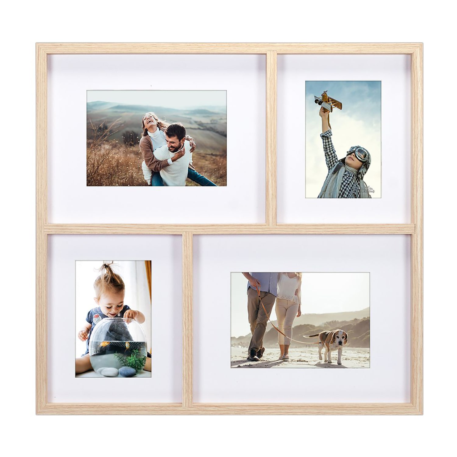 Malden 4-Op. 4x6/5x7 Natural Matted Collage 4-Opening Collage Frame