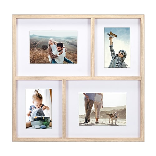 Malden 4-op. 4x6/5x7 Natural Matted Collage 4-opening Collage Frame In White
