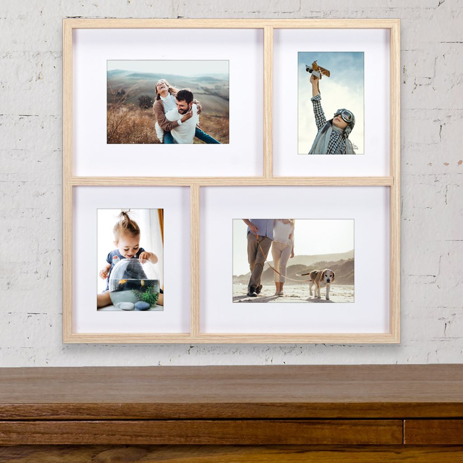 Malden 4-Op. 4x6/5x7 Natural Matted Collage 4-Opening Collage Frame