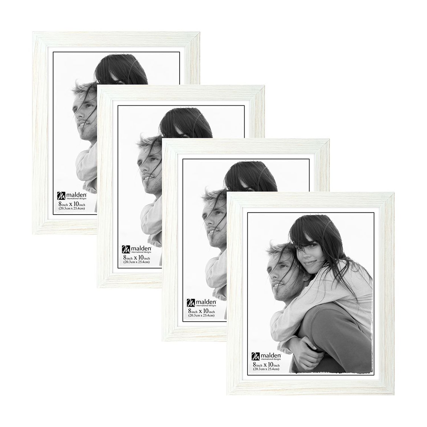 Malden 4 Pk. 8x10 Whitewash Linear 4-pc. Picture Frame Set