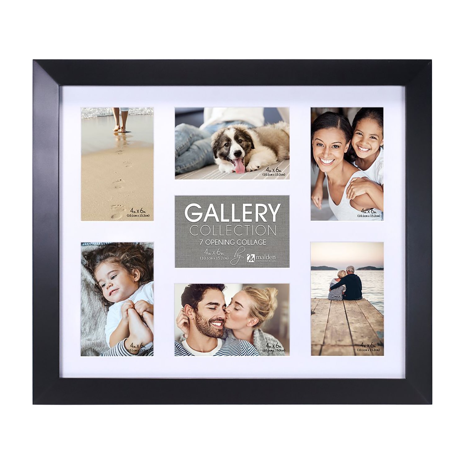 Malden 7-Op. Berkeley Matted Blk. 7-Opening Collage Frame