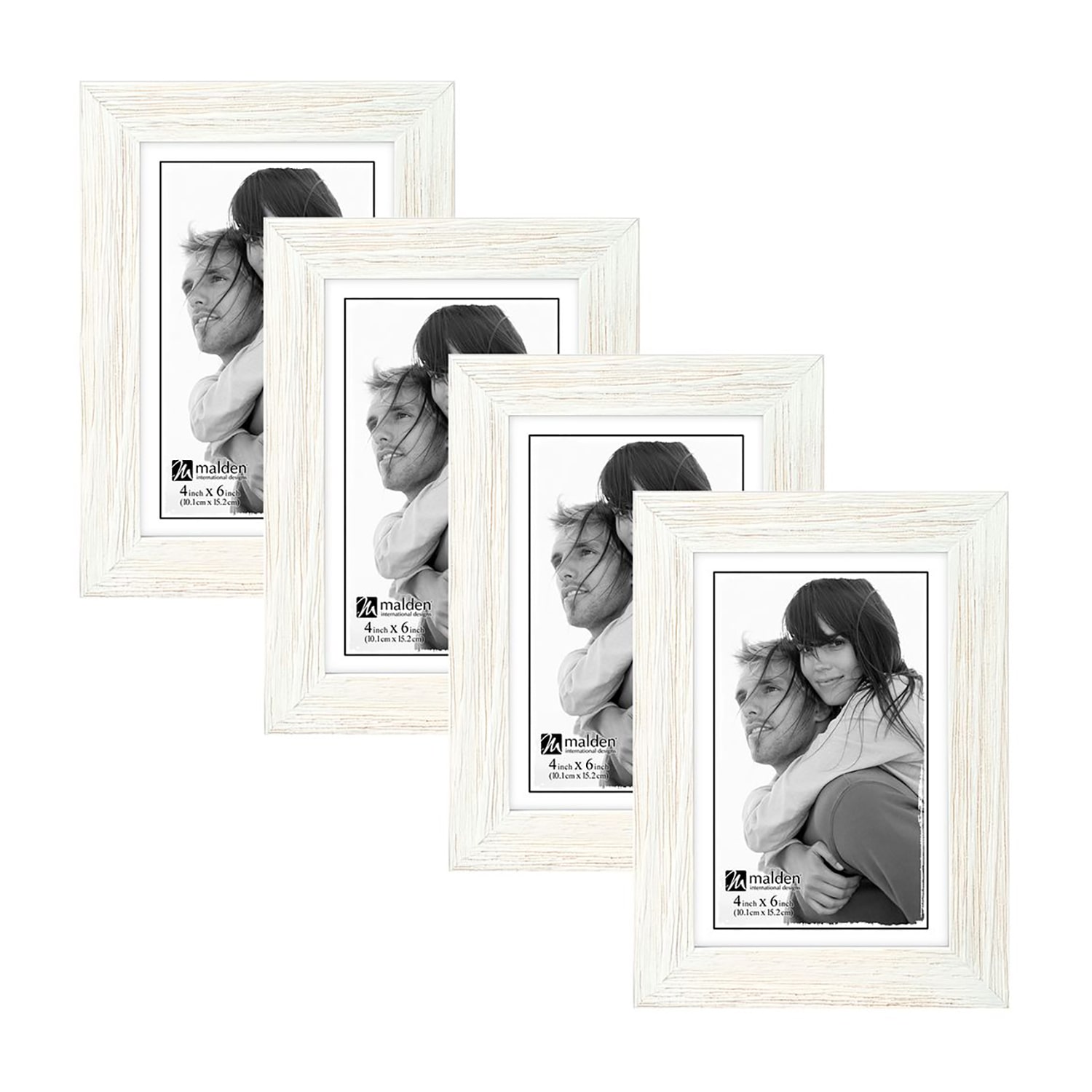 Malden 4x6 Whitewash Linear 4-pc. Picture Frame Set
