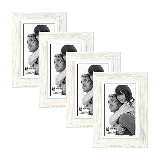 Malden 4x6 Whitewash Linear 4-pc. Picture Frame Set