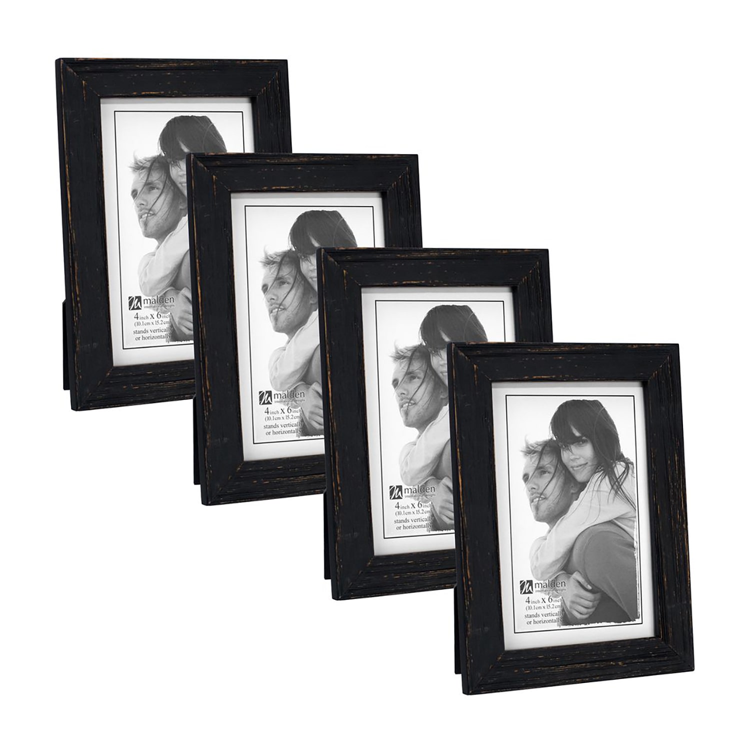 Malden 4 Pk. 4x6 Rough Black Linear 4-pc. Picture Frame Set