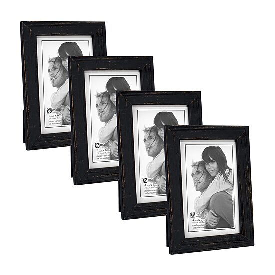 Malden 4 Pk. 4x6 Rough Black Linear 4-pc. Picture Frame Set