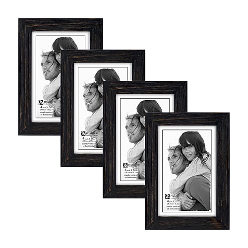 Malden 4 Pk. 4x6 Rough Black Linear 4-pc. Picture Frame Set